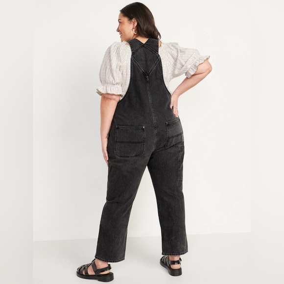 NWT! Slouchy Straight Black Wash Workwear Nonstretch Jean Overalls - Size 16 💛 - Picture 8 of 9